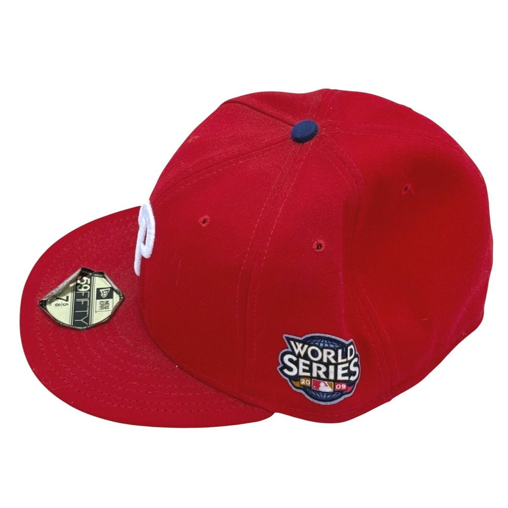 New Era Philadelphia Phillies 2009 World Series Fitted Hat Red 7 5/8 59FIFTY Cap